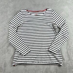 Boden Top Womens 10 White Black Stripes Ahead Of The Rest Cotton Long Sleeve